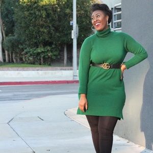 Green Turtleneck Sweaterdress